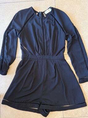Zimmermann Black Long-Sleeve Cutout Romper